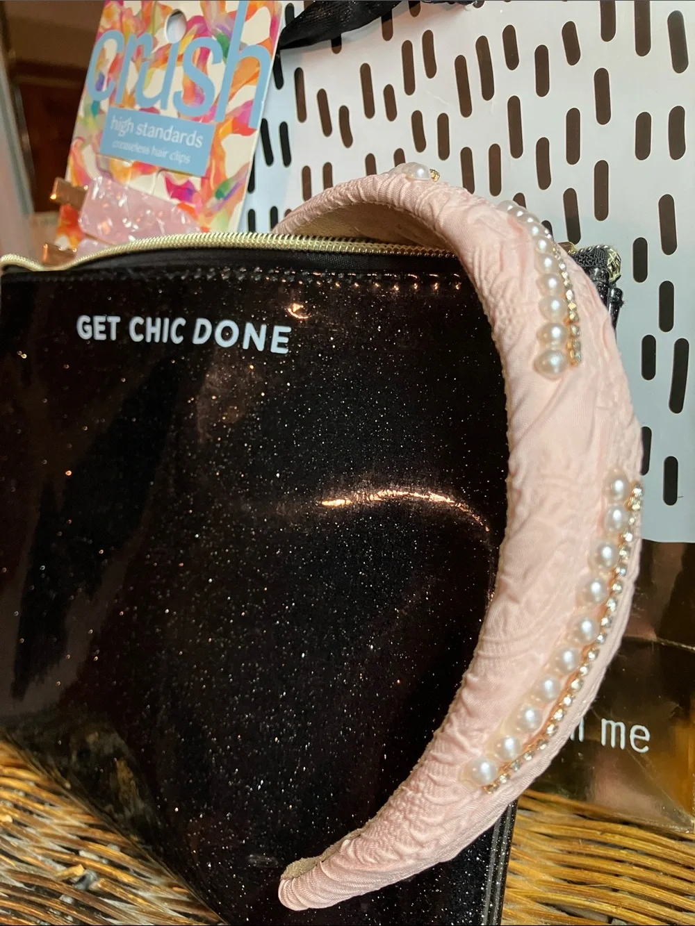 RUBY+ CASH Glitter Cosmetic Pouch with 'Get Chic Done' Slogan & free gifts!!!